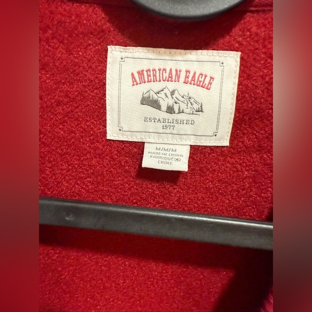 American Eagle Red Sherpa Sweater - Picture 4 of 5